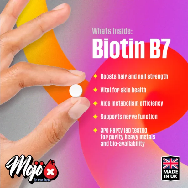 MOJO Biotin Hair Growth Hair Loss B7 Men Womens Beauty Skin Nails Supplement