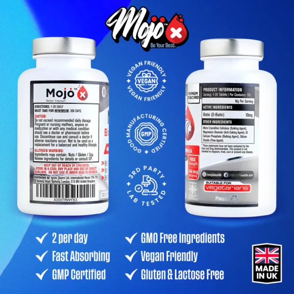 MOJO Biotin Hair Growth Hair Loss B7 Men Womens Beauty Skin Nails Supplement