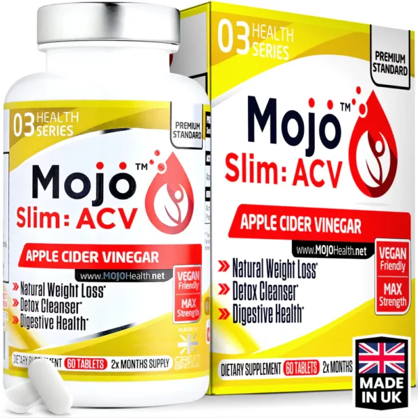 MOJO Slim ACV Apple Cider Vinegar with Mother Digestive Enzyme Gut Health Tablets Pills Supplements