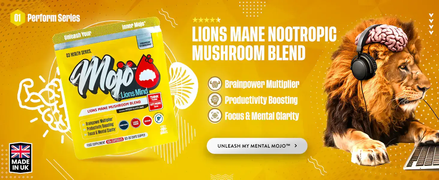MOJO Lions Mind Lions Mane Reishi Cordyceps Mushroom Nootropic Neurotropics Alpha Brain Genius Capsules Supplements