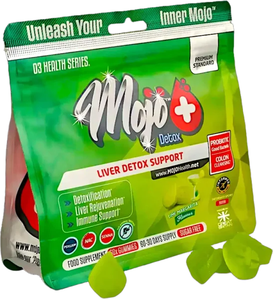 MOJO Detox Gummies Liver Colon & Gallbladder Detoxification Probiotic Prebiotic Acidophilus Supplement