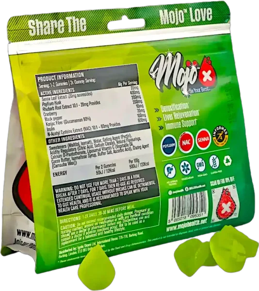 MOJO Detox Gummies Liver Colon & Gallbladder Detoxification Probiotic Prebiotic Acidophilus Supplement